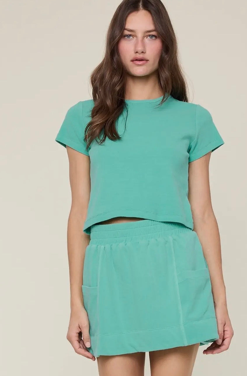 Knit Top + Skirt Set Seafoam