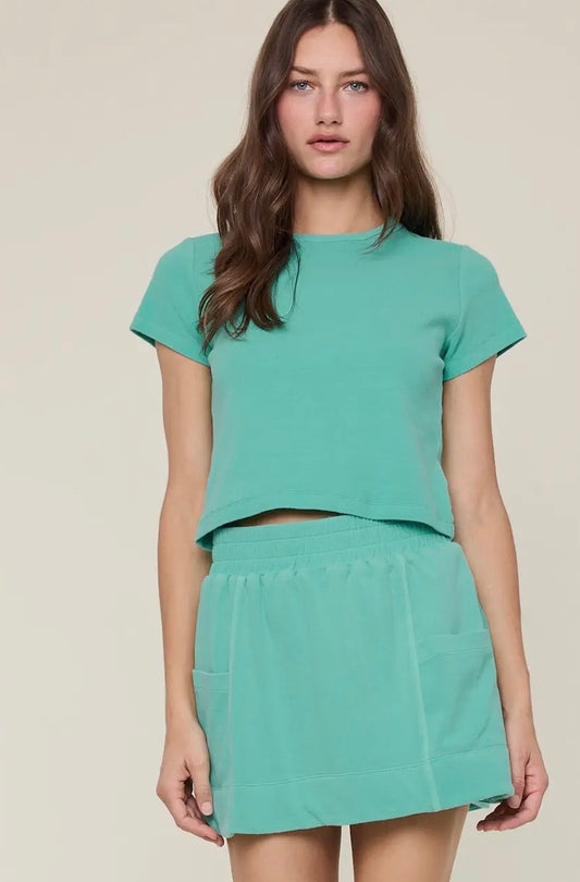 Knit Top + Skirt Set Seafoam