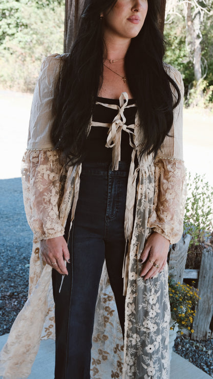 Embroidered Maxi Kimono