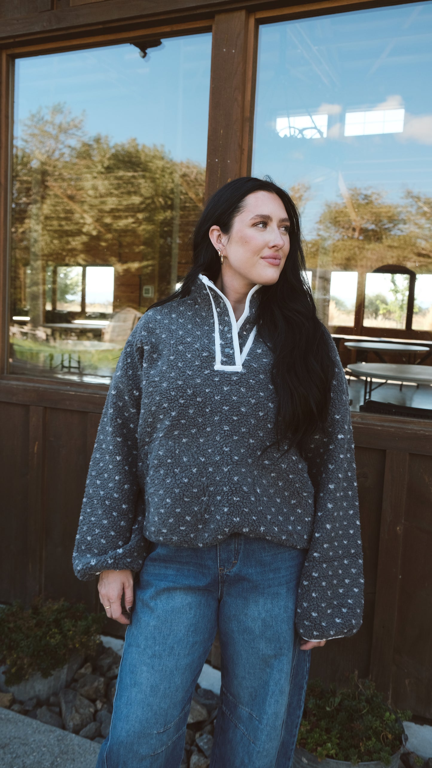 HEART SHERPA FLEECE PULLOVER