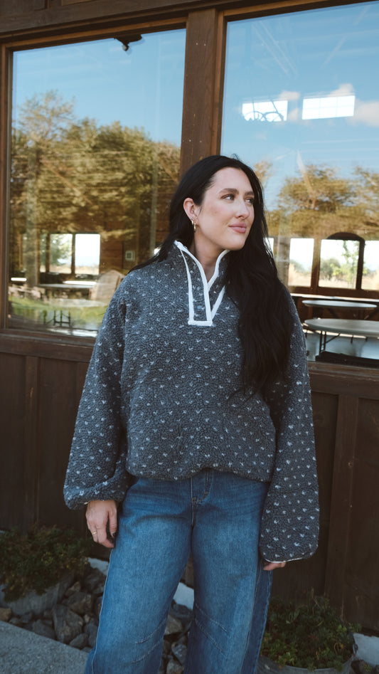 HEART SHERPA FLEECE PULLOVER