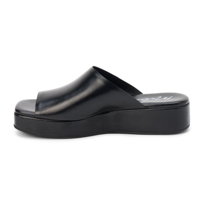 Lido Black Leather Slide Sandal