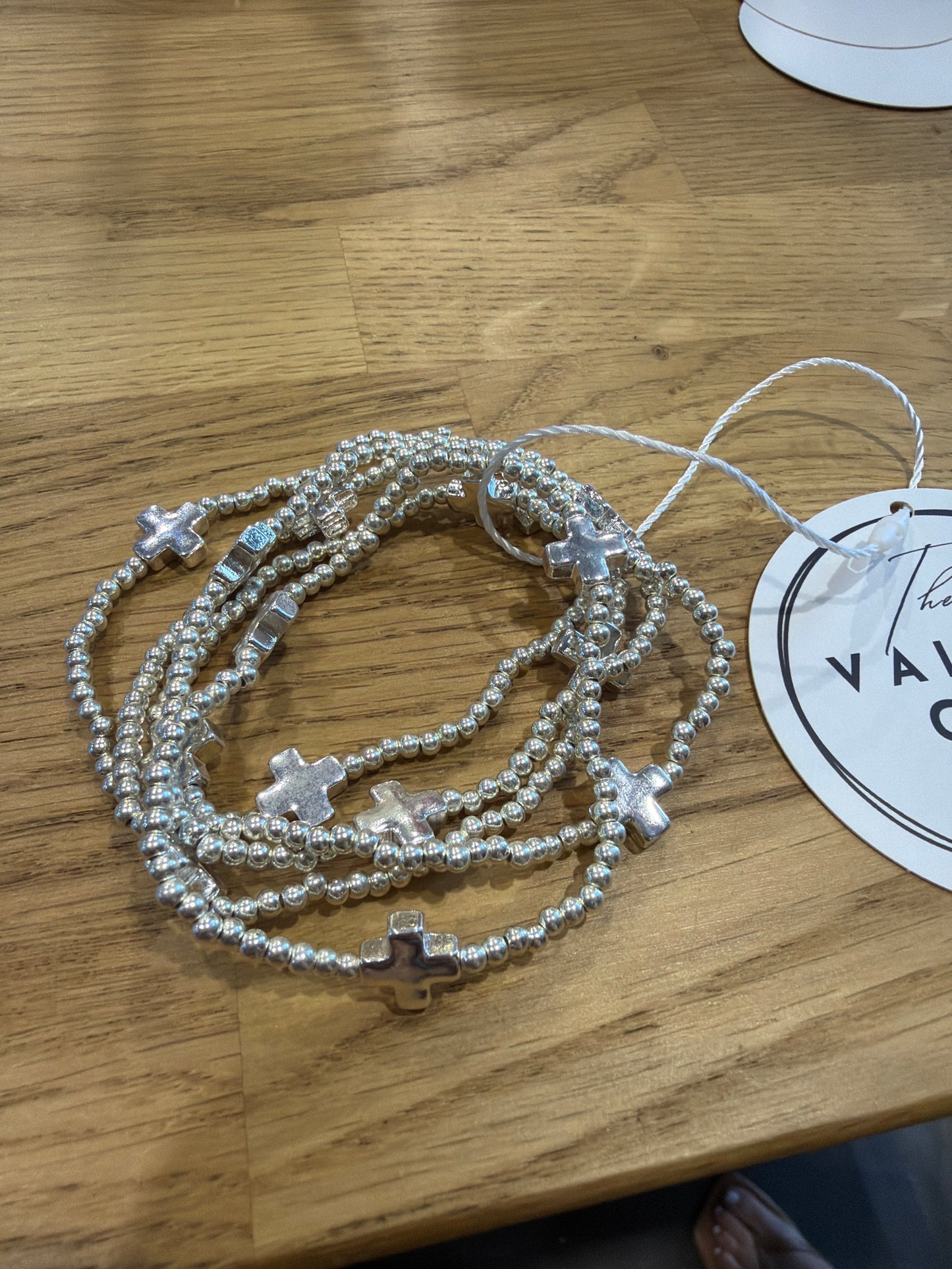Silver Cross Bracelet Set