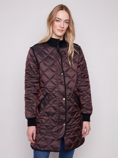 Mocha Irridedcent Nylon Jacket