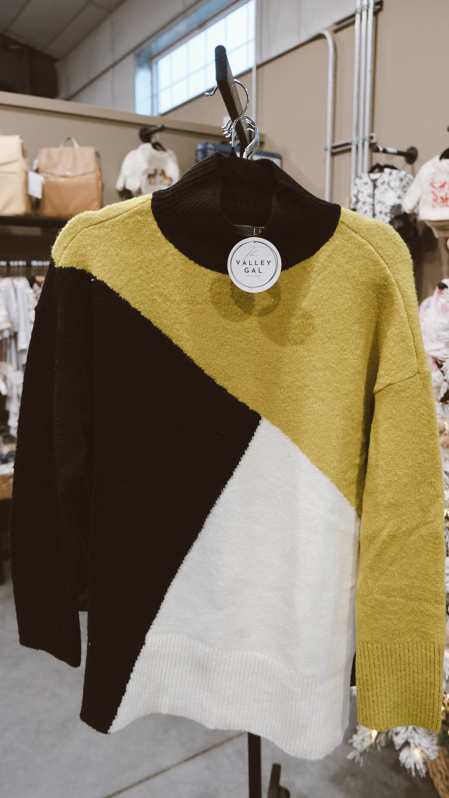 Color Block Funnel Neck