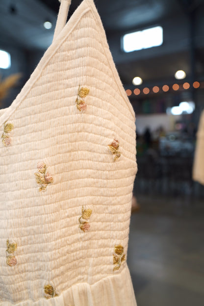 Embroidered Double Guaze Smock Dress