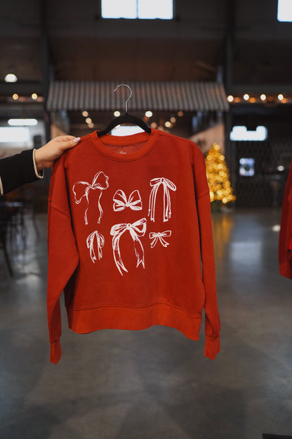Red Bow Oversized Crewneck