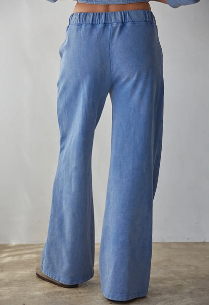 Knit Cotton Wide Leg Pants (Set Option)