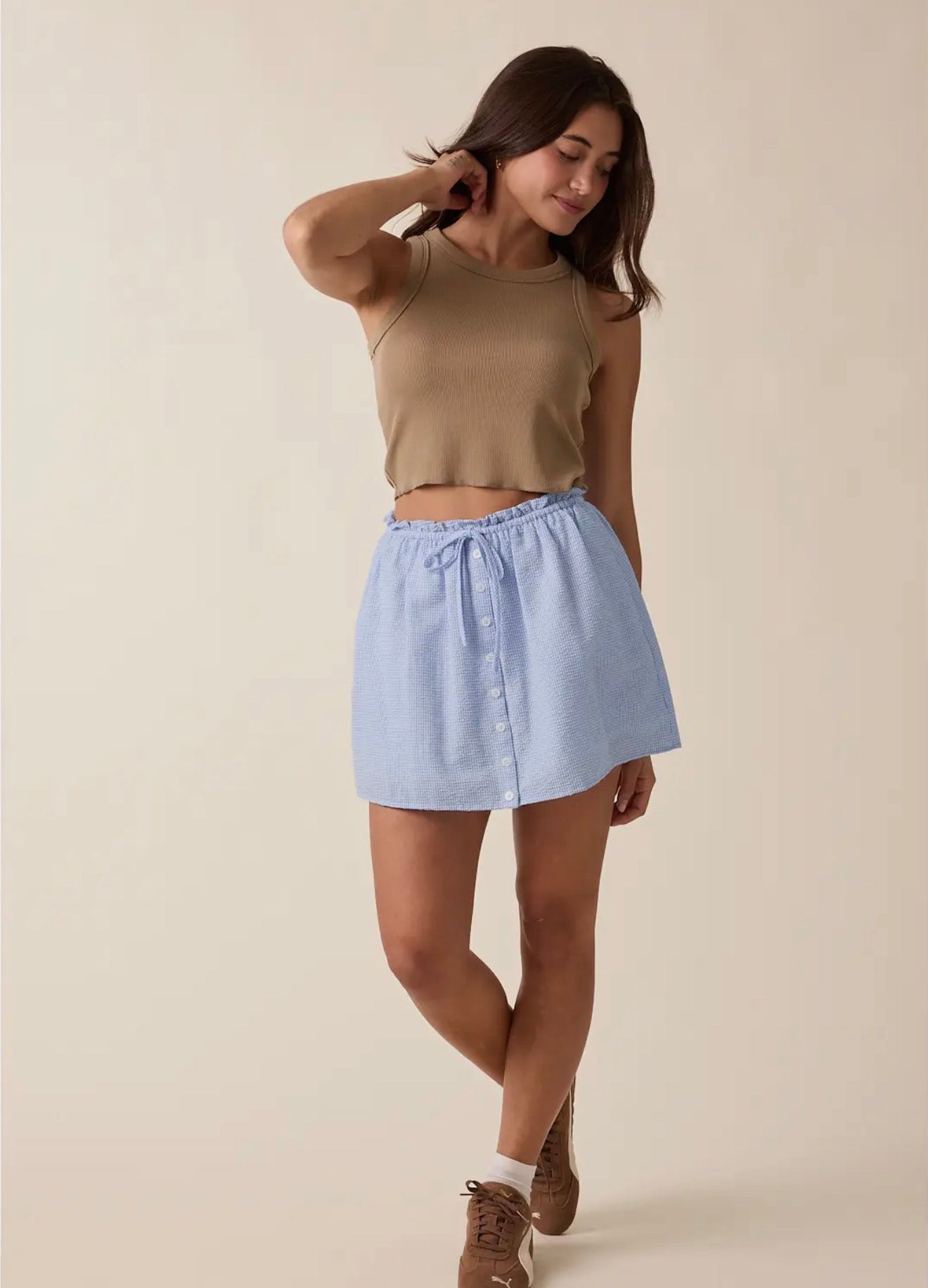 Sky + White Skirt