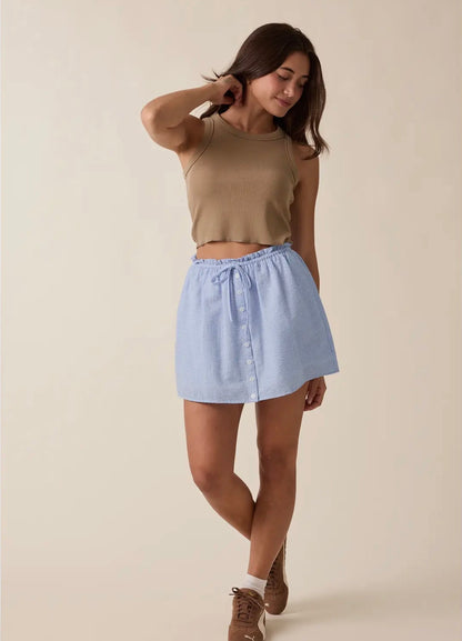 Sky + White Skirt