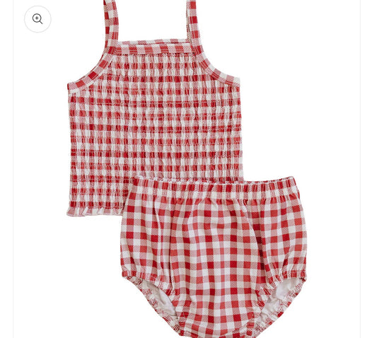 Gingham Ruched Bloomer Set