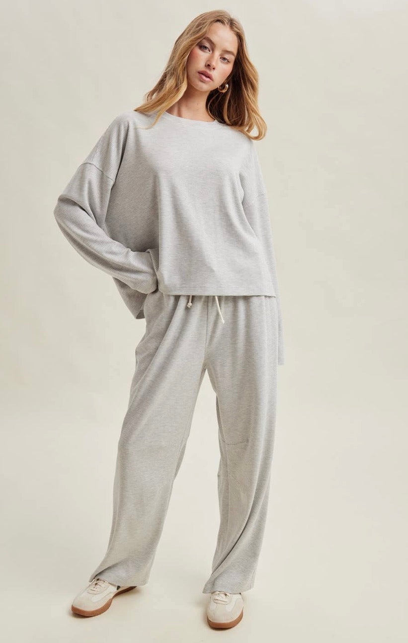 Grey + Cream Striped Set