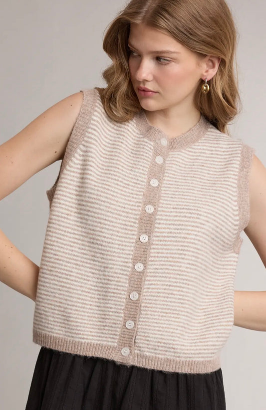 Sleeveless Sweater Mocha + Off White