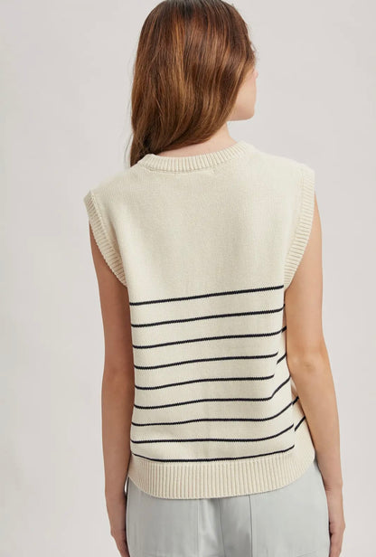 Striped Tank Sweater Natural + Black