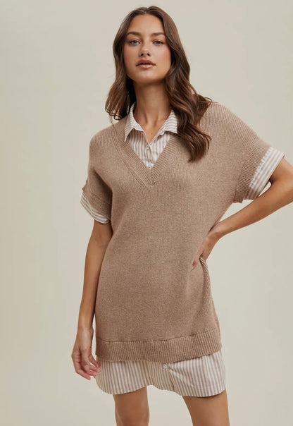 Twofer Shirt Sweater Dress