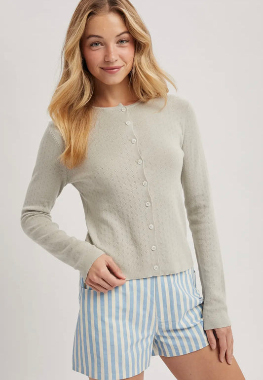 Pointelle Button Up Cardi