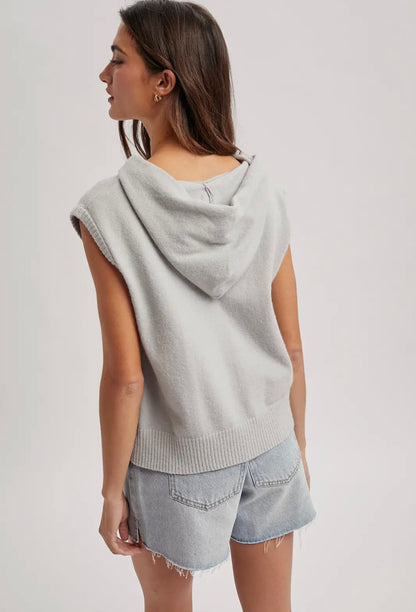 Gray Sleeveless Hoodie Sweater