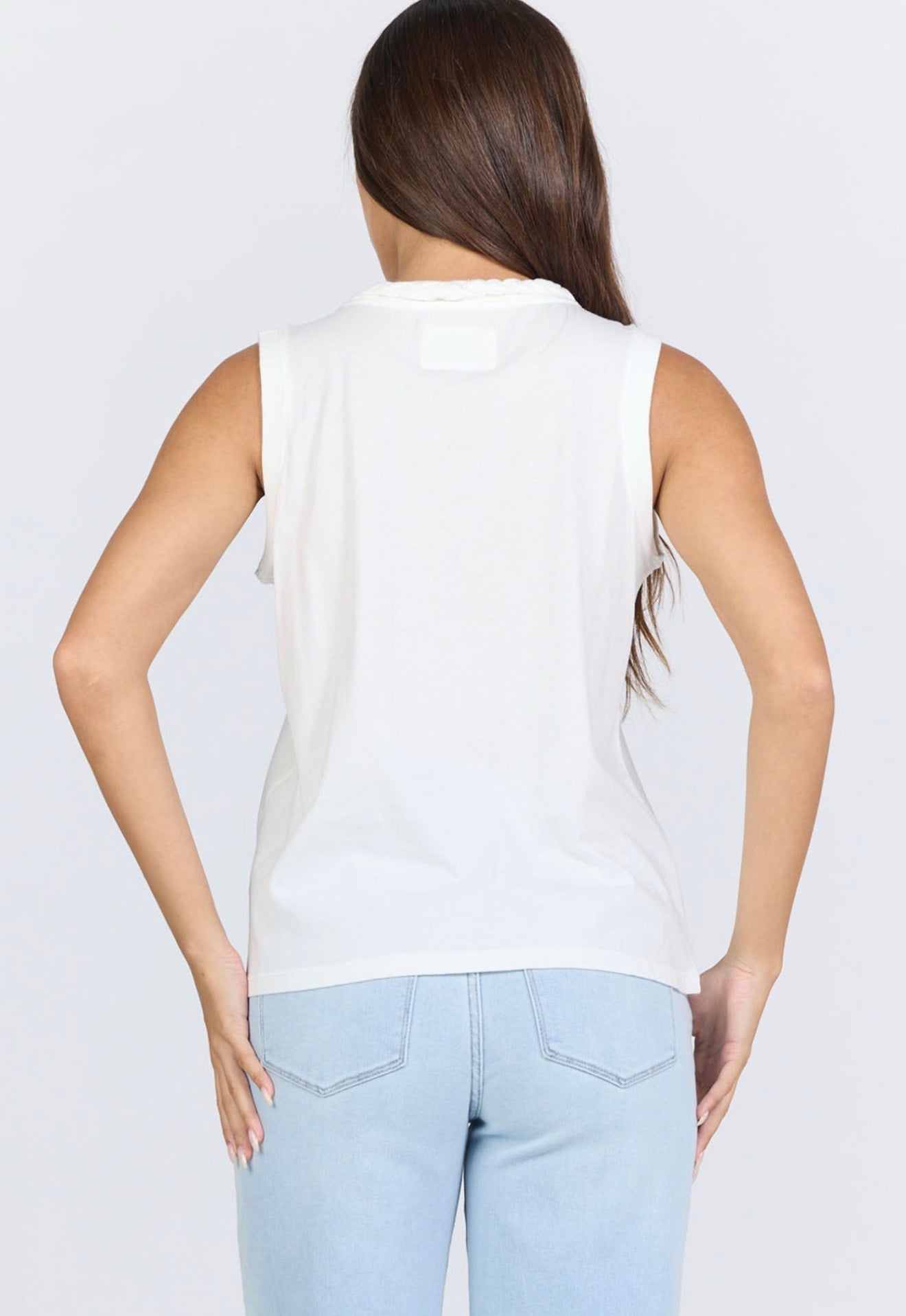 Marina White Braided Tank