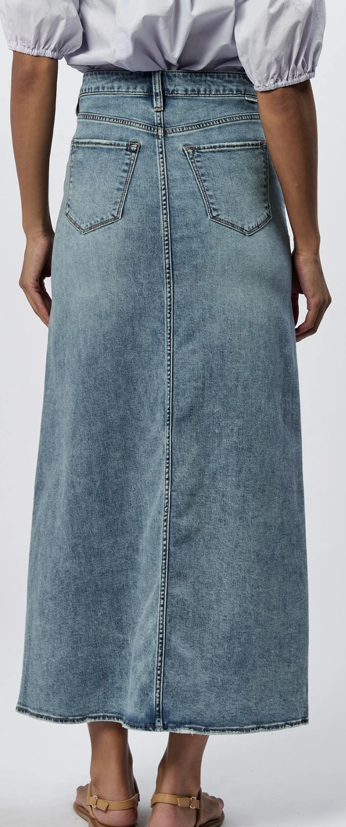 Vianna Front Slit Long Denim Skirt