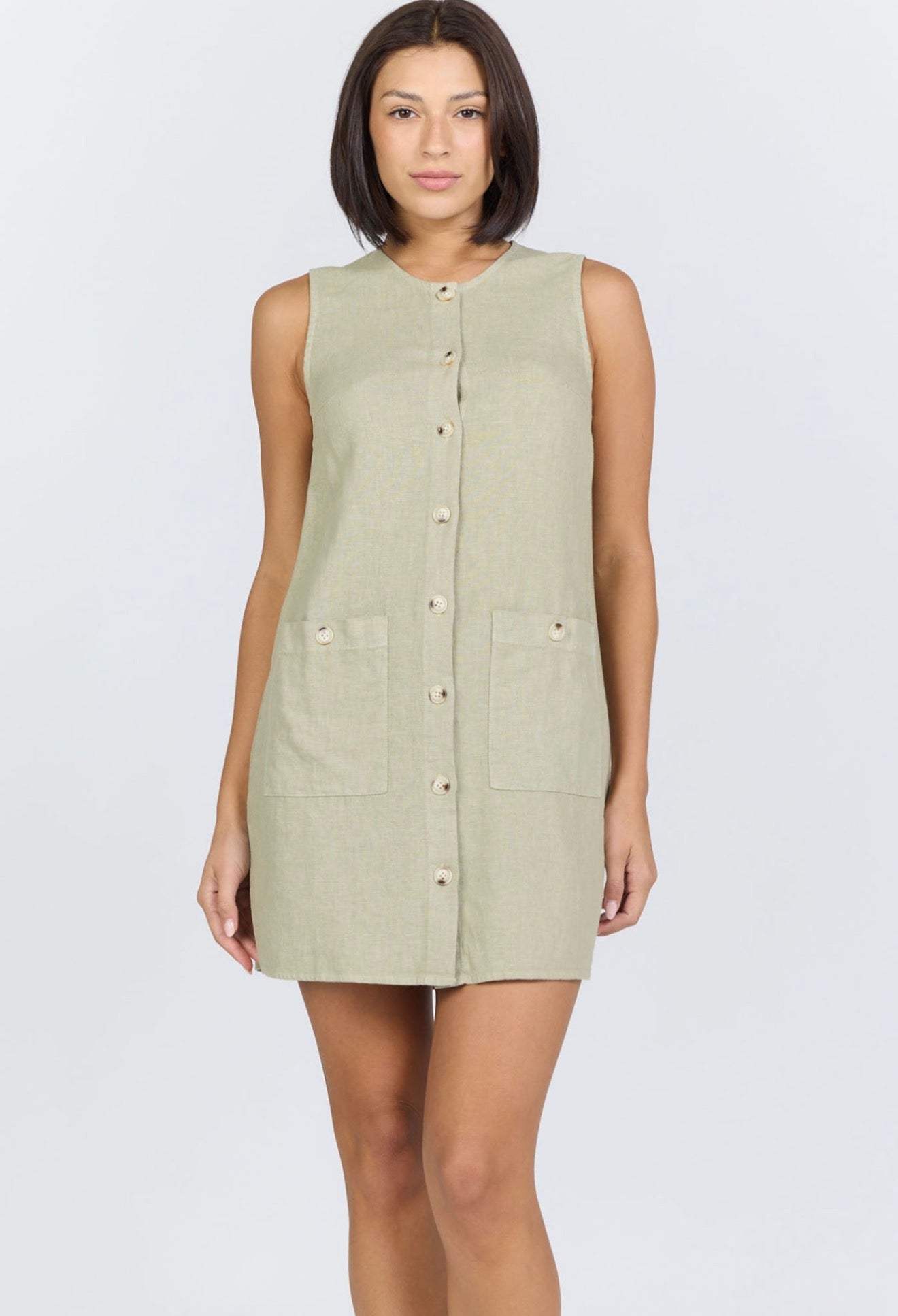 Riri Olive Linen Dress