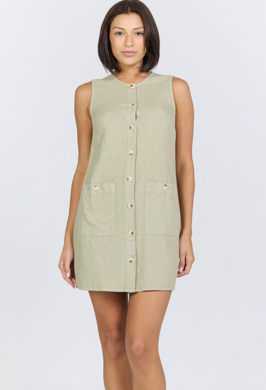 Riri Olive Linen Dress