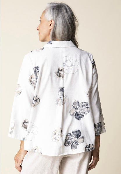 Linen Floral Retro Swing Top