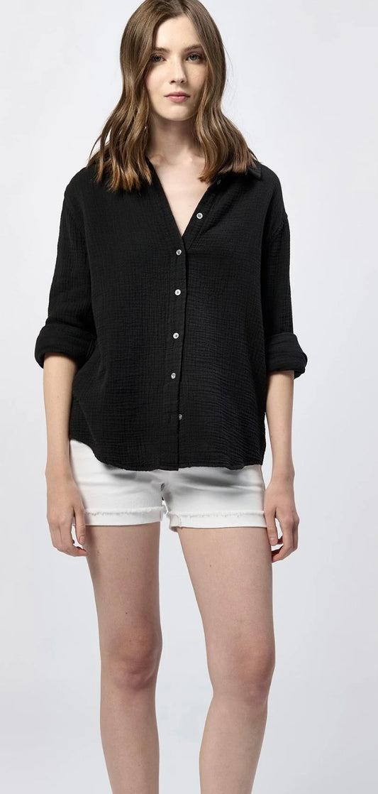 Gaia Poplin Black Button