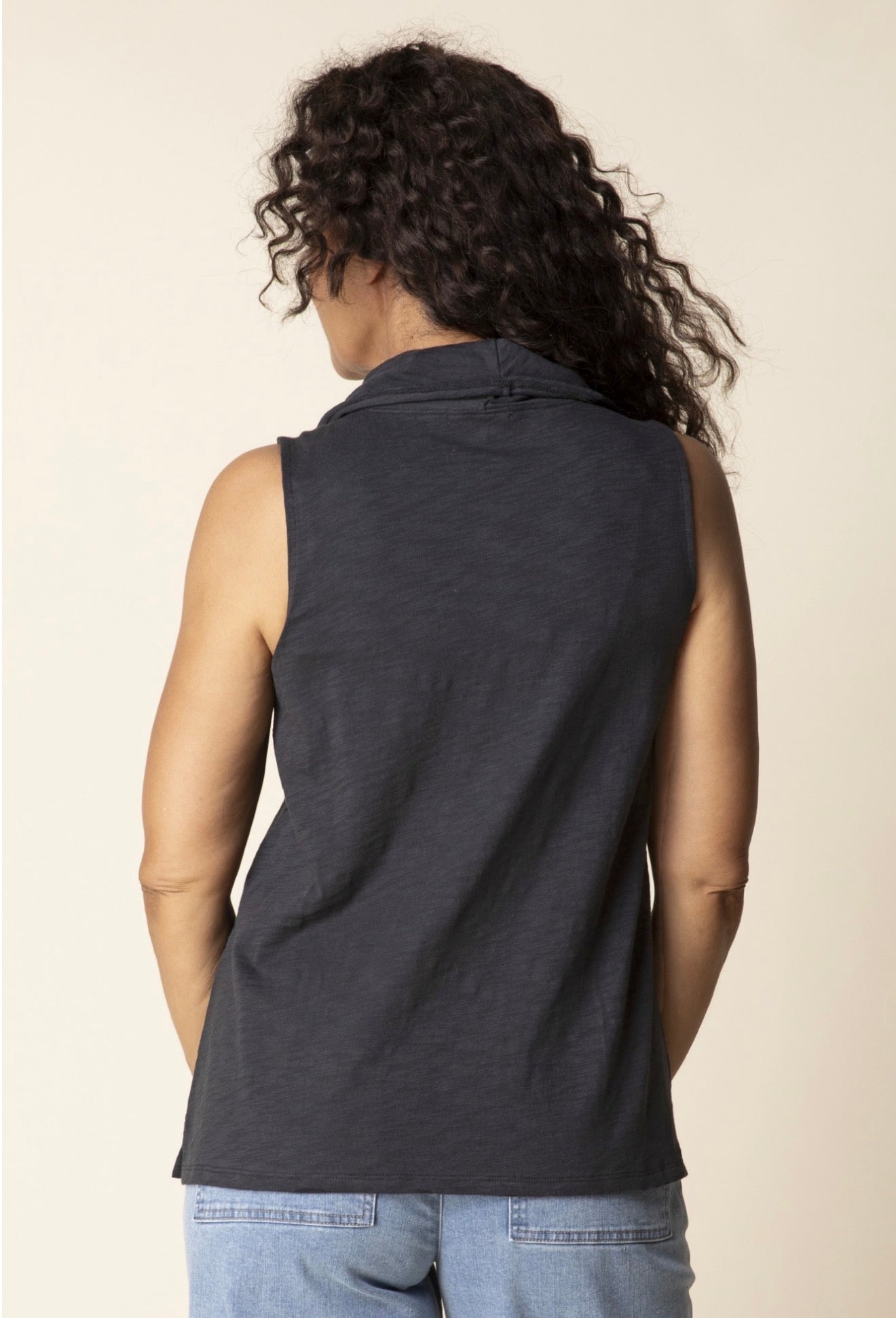 Cotton Pebble Tunic Black Tank