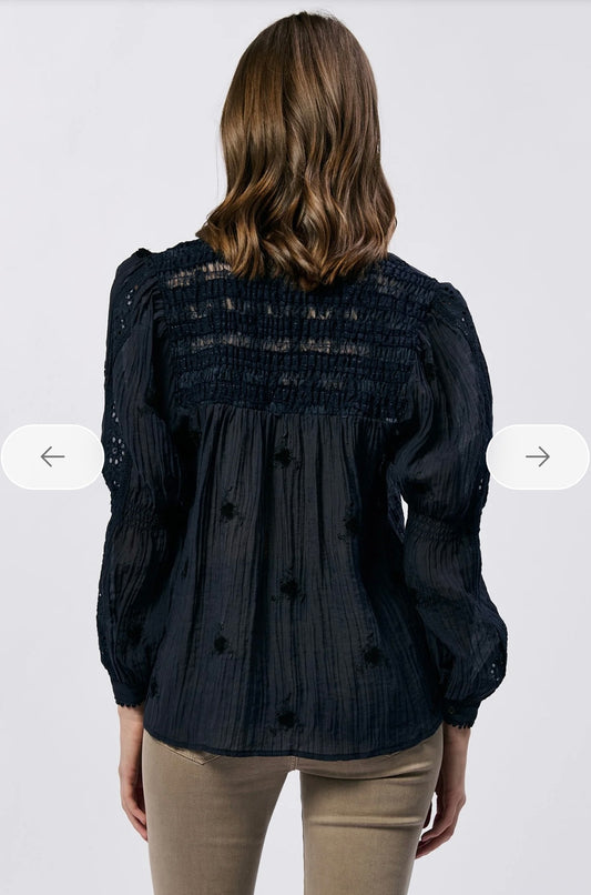 ANNA LISA BUTTON SHIRT BLACK IRIS
