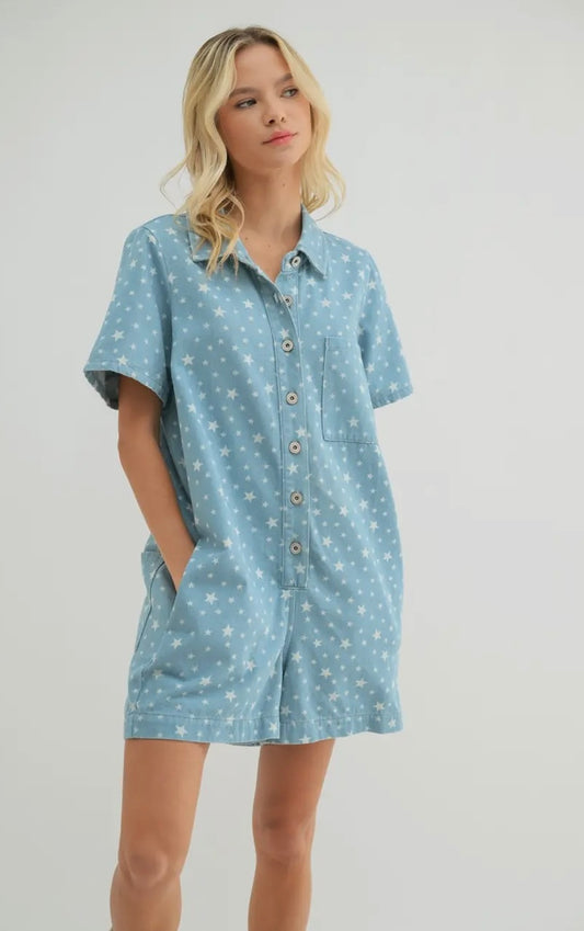 Star Denim Romper