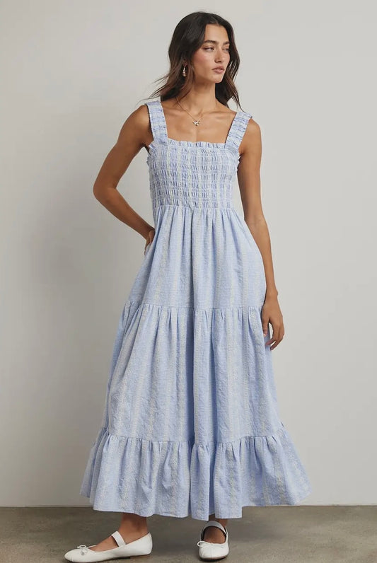 Floral Striped Smocked Dress