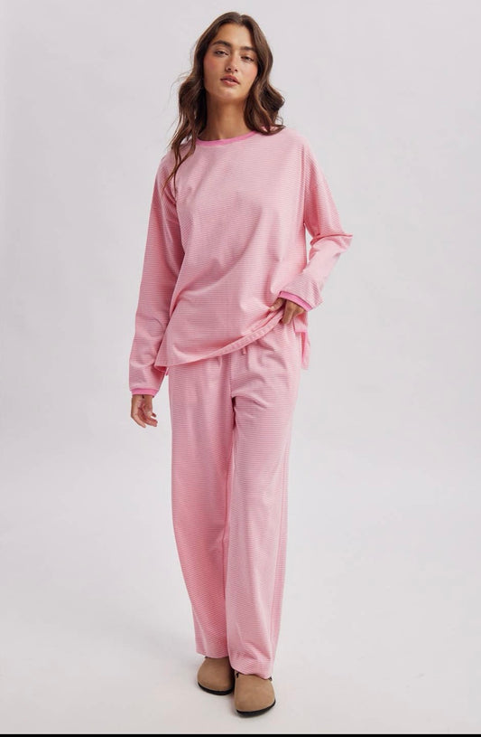 Pink Striped Lounge Set
