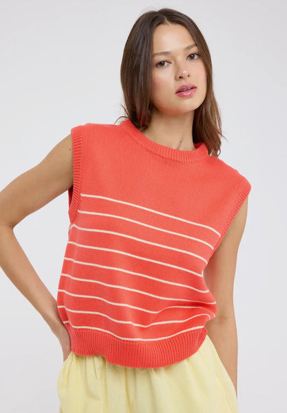 Striped Muscle Tank Top Papaya