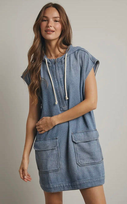 Denim Hoodie Mini Dress