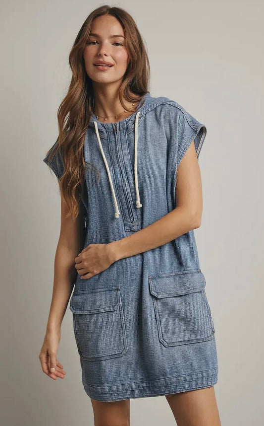 Denim Hoodie Mini Dress