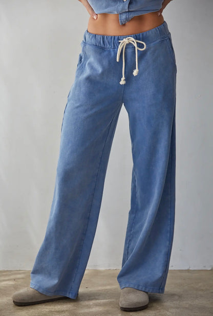 Knit Cotton Wide Leg Pants (Set Option)