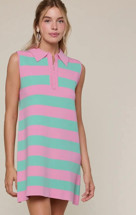 Pink + Mint Striped Dress