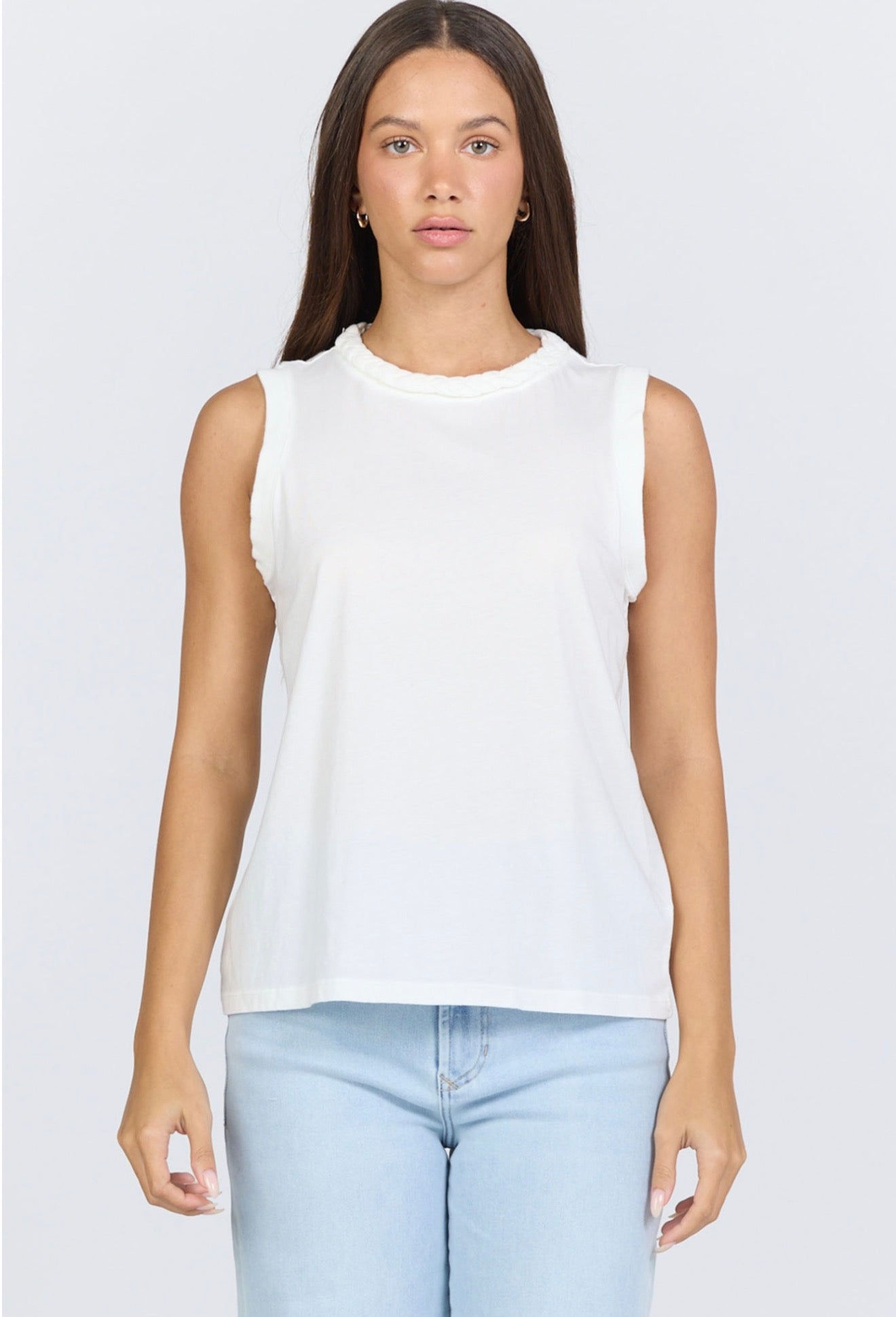 Marina White Braided Tank