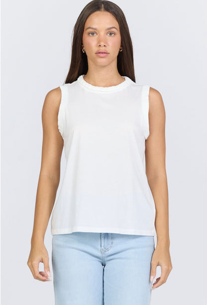 Marina White Braided Tank
