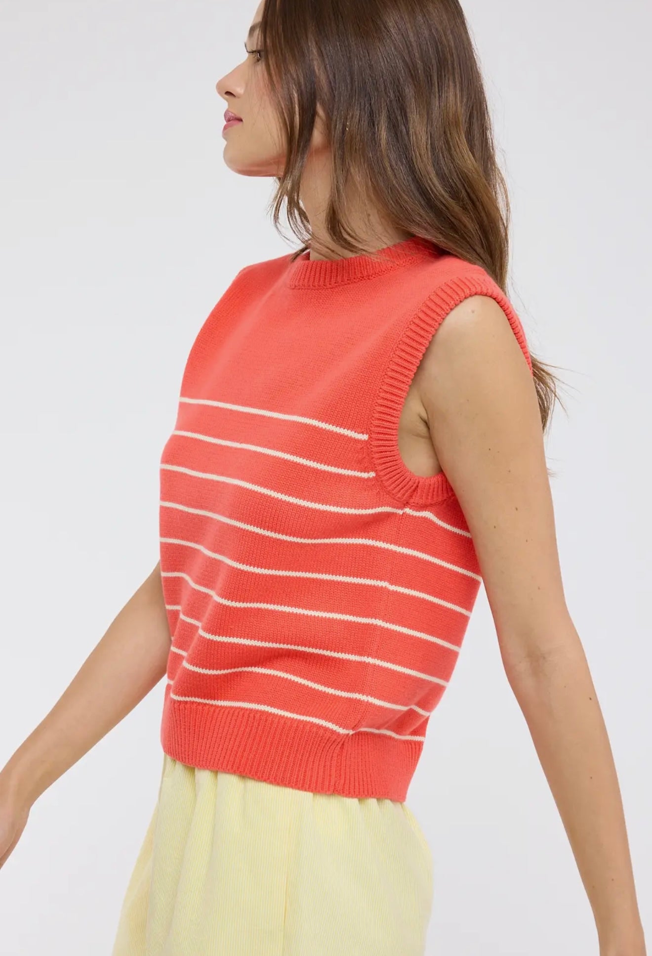 Striped Muscle Tank Top Papaya