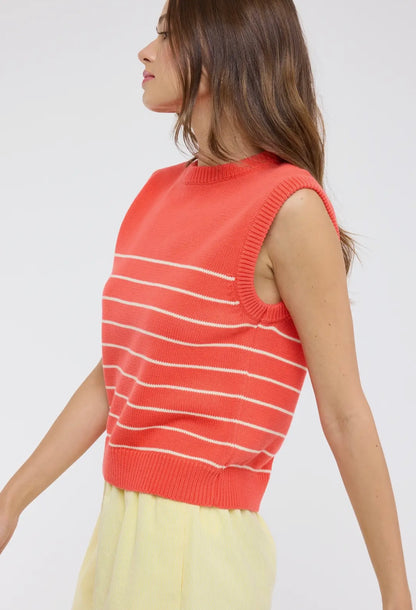 Striped Muscle Tank Top Papaya