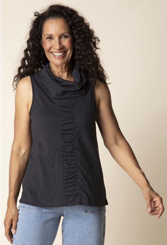 Cotton Pebble Tunic Black Tank