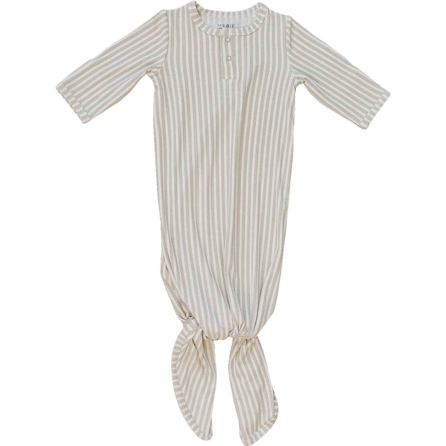 Taupe Stripe Ribbed Bamboo Knot Gown