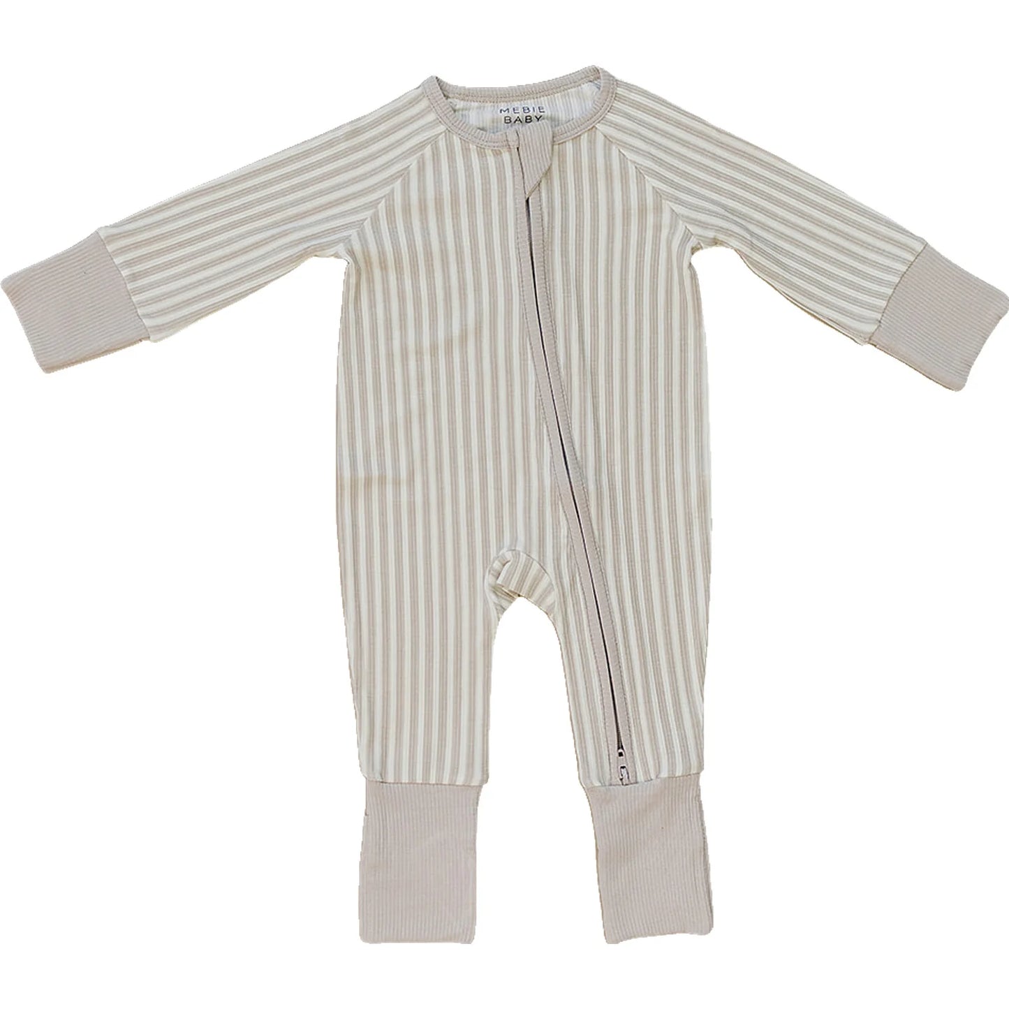 Taupe Stripe Ribbed Bamboo Zipper