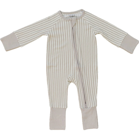 Taupe Stripe Ribbed Bamboo Zipper