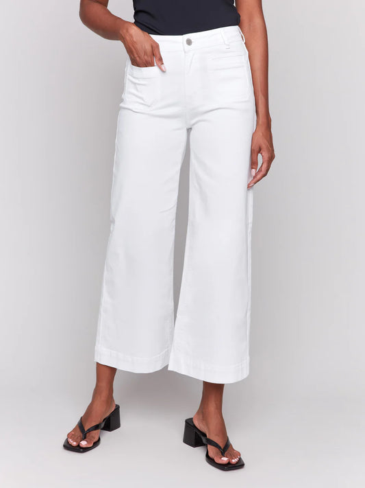 Cropped Straight Leg Pant Linen Patch Pocket