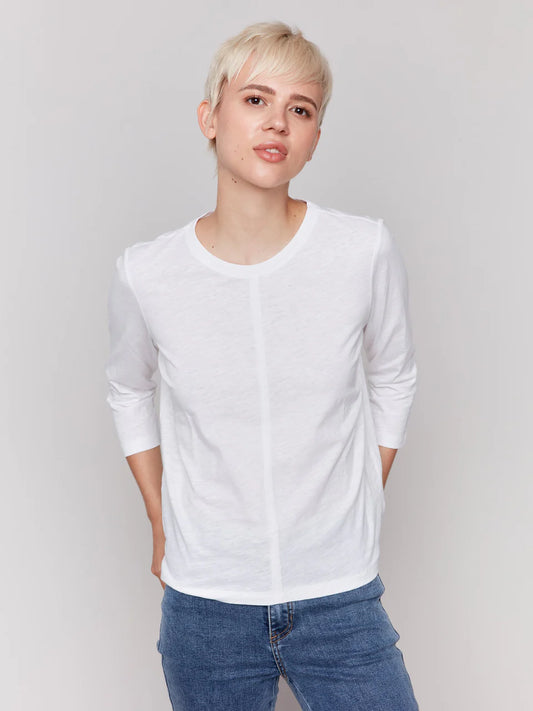 White 3/4 Sleeve Tee