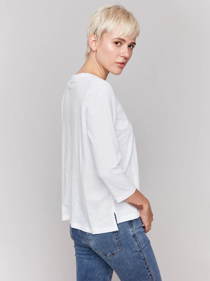 White 3/4 Sleeve Tee