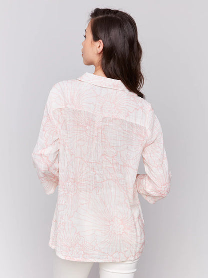 Printed Guava Cotton Blouse