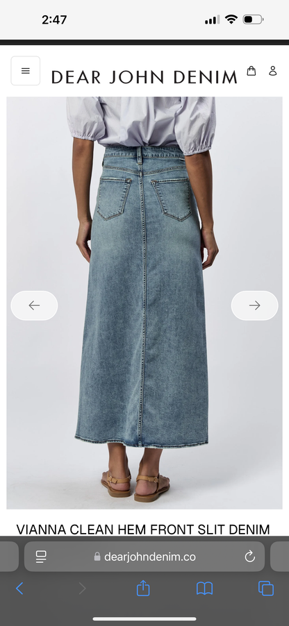 Vianna Front Slit Long Denim Skirt